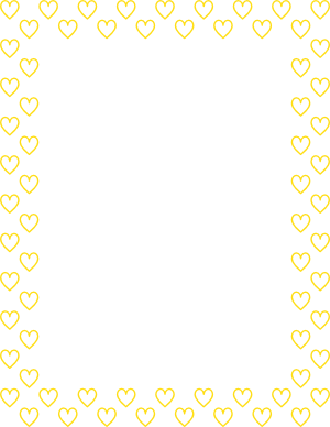 Yellow On White Heart Outline Border