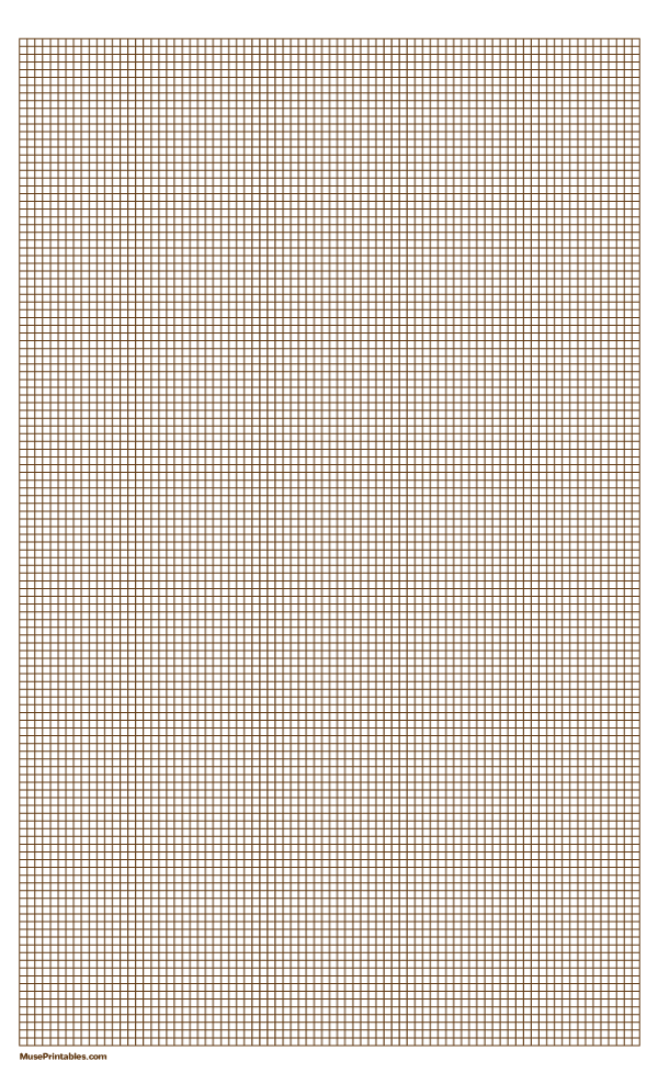 1/10 Inch Brown Graph Paper: Legal-sized paper (8.5 x 14)