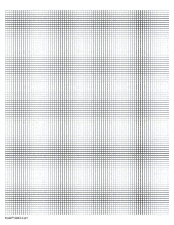 1/10 Inch Gray Graph Paper: Letter-sized paper (8.5 x 11)