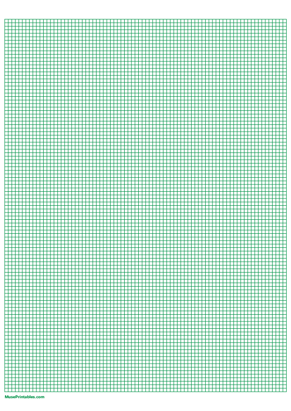 1/10 Inch Green Graph Paper: A4-sized paper (8.27 x 11.69)
