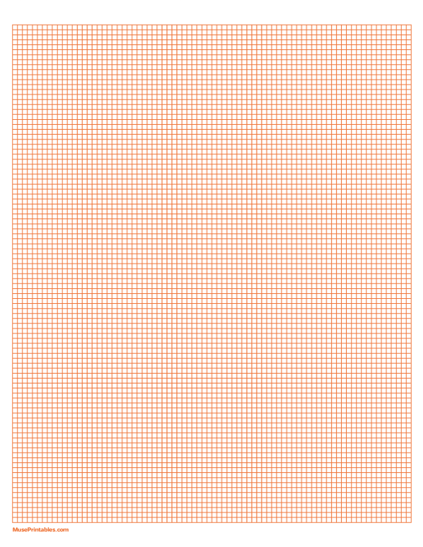 1/10 Inch Orange Graph Paper: Letter-sized paper (8.5 x 11)