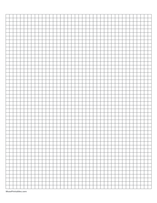 1/2 cm Gray Graph Paper: Letter-sized paper (8.5 x 11)