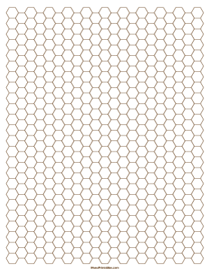 1/4 Inch Brown Hexagon Graph Paper - Letter