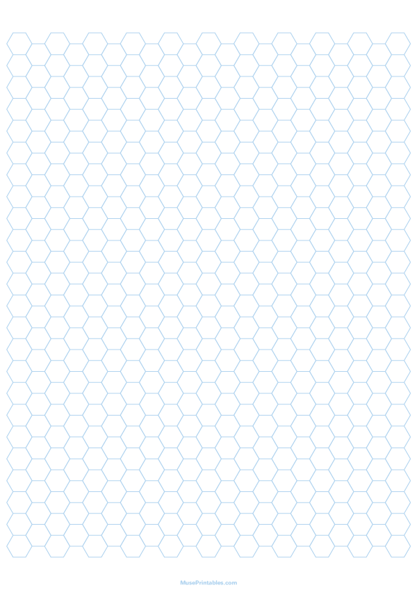 1/4 Inch Light Blue Hexagon Graph Paper: A4-sized paper (8.27 x 11.69)
