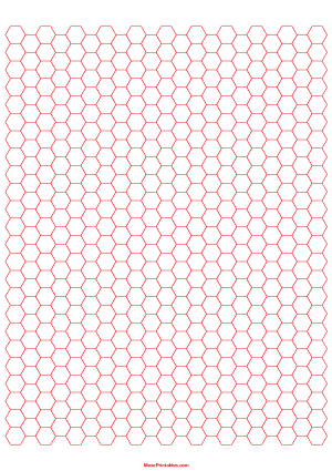 1/4 Inch Red Hexagon Graph Paper - A4