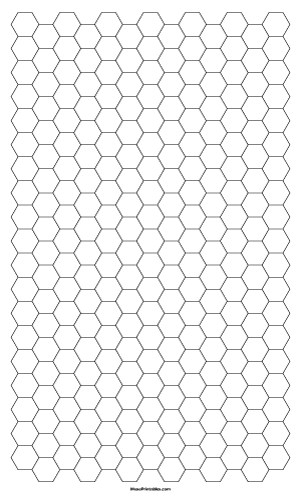 1 cm Black Hexagon Graph Paper - Legal