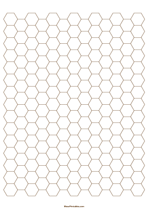 1 cm Brown Hexagon Graph Paper - A4