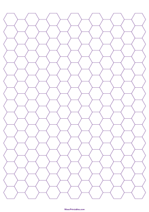 1 cm Purple Hexagon Graph Paper - A4