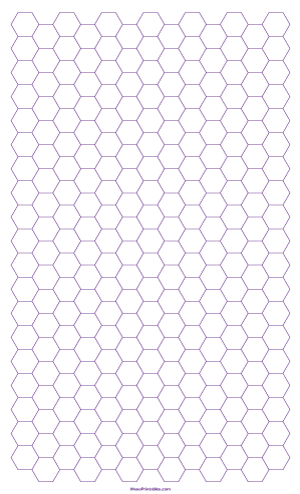 1 cm Purple Hexagon Graph Paper - Legal
