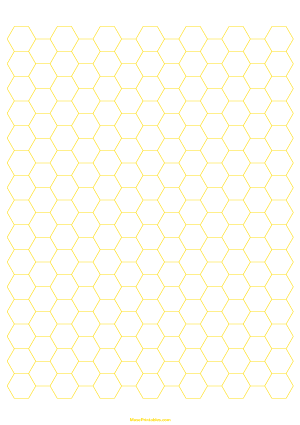 1 cm Yellow Hexagon Graph Paper - A4