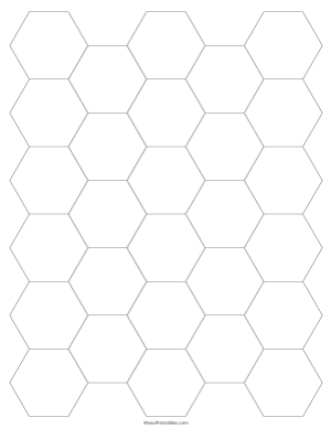 1 Inch Gray Hexagon Graph Paper - Letter