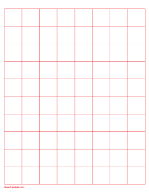1 Inch Red Graph Paper - Letter