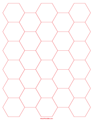 1 Inch Red Hexagon Graph Paper - Letter