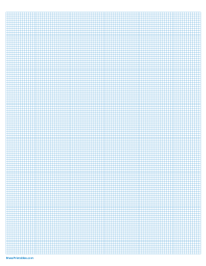 12 Squares Per Inch Blue Graph Paper  - Letter