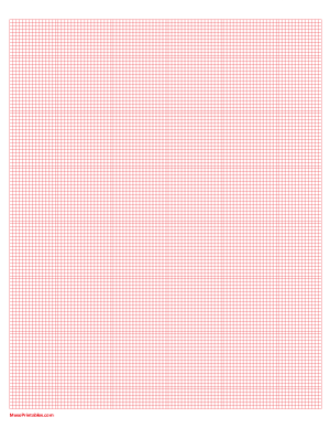12 Squares Per Inch Red Graph Paper  - Letter