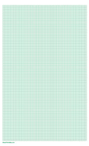 13 Squares Per Inch Green Graph Paper  - Legal