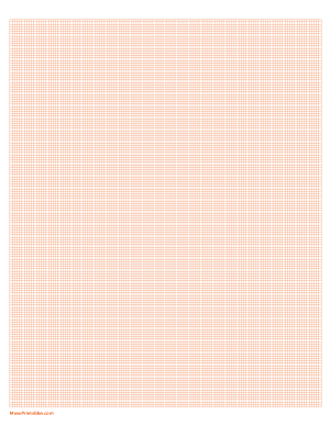 16 Squares Per Inch Orange Graph Paper  - Letter