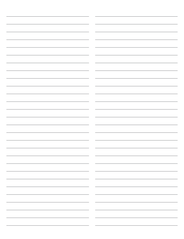 2-Column Gray Lined Paper (Wide Ruled): Letter-sized paper (8.5 x 11)