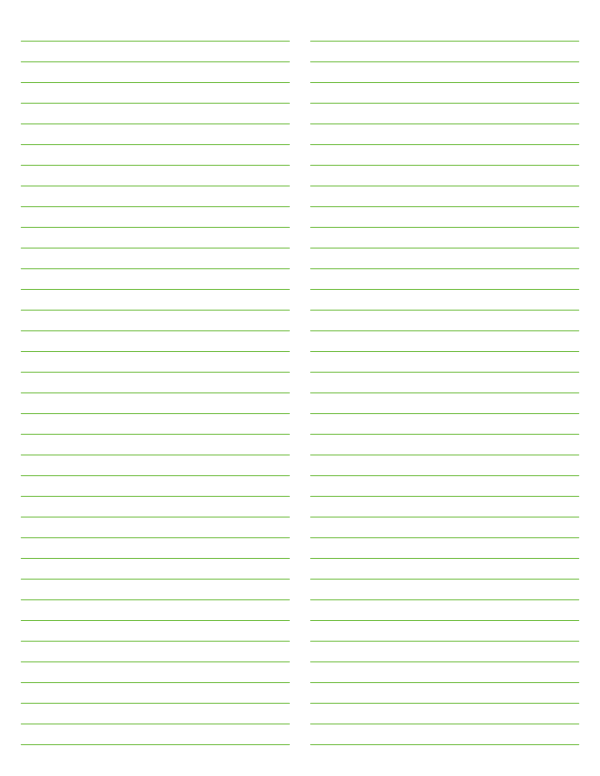 2-Column Green Lined Paper (College Ruled): Letter-sized paper (8.5 x 11)