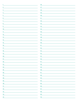 2-Column Numbered Blue-Green Lined Paper (College Ruled) - Letter