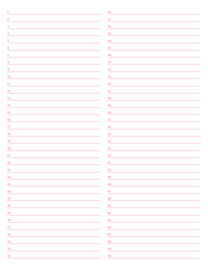 2-Column Numbered Pink Lined Paper (College Ruled) - Letter