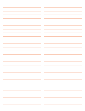 2-Column Orange Lined Paper (Wide Ruled) - Letter