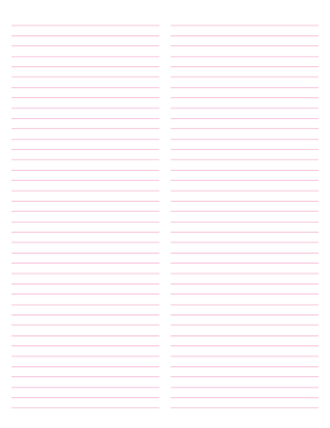 2-Column Pink Lined Paper (Narrow Ruled) - Letter