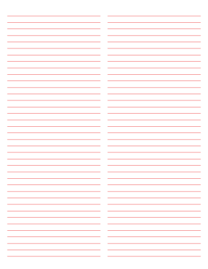 2-Column Red Lined Paper (Narrow Ruled) - Letter