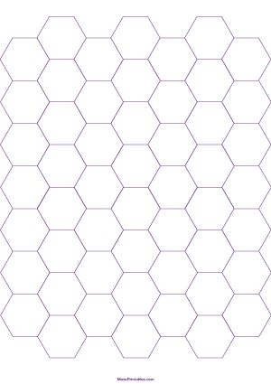 3/4 Inch Purple Hexagon Graph Paper - A4