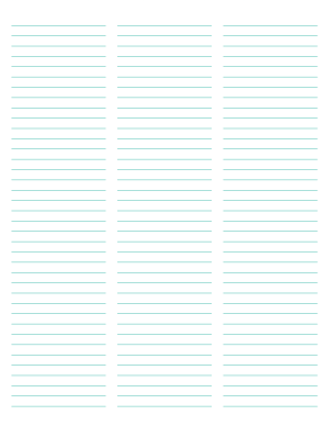 3-Column Blue-Green Lined Paper (Narrow Ruled) - Letter