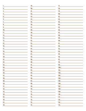 3-Column Numbered Brown Lined Paper (Narrow Ruled) - Letter