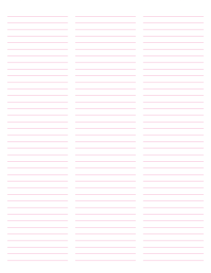 3-Column Pink Lined Paper (Narrow Ruled) - Letter