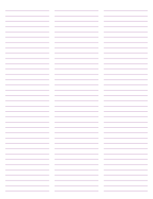 3-Column Purple Lined Paper (College Ruled) - Letter