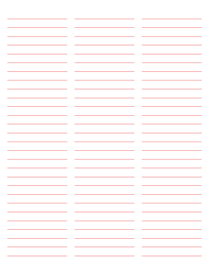 3-Column Red Lined Paper (Wide Ruled) - Letter