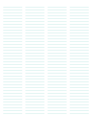 4-Column Blue-Green Lined Paper (Narrow Ruled) - Letter