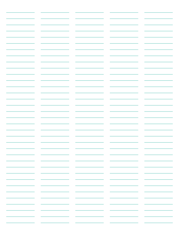 5-Column Blue-Green Lined Paper (College Ruled): Letter-sized paper (8.5 x 11)