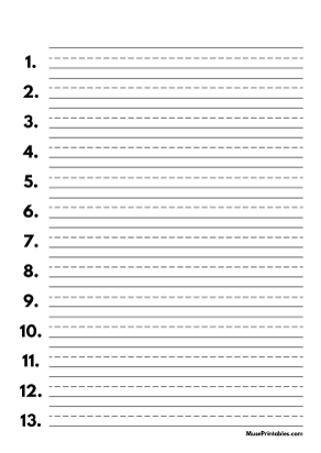 Black and White Numbered Handwriting Paper (1/2-inch Portrait) - A4
