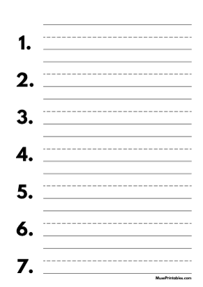 Black and White Numbered Handwriting Paper (1-inch Portrait) - A4