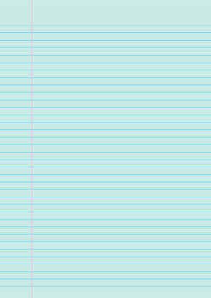 Blue-Green College Ruled Notebook Paper - A4