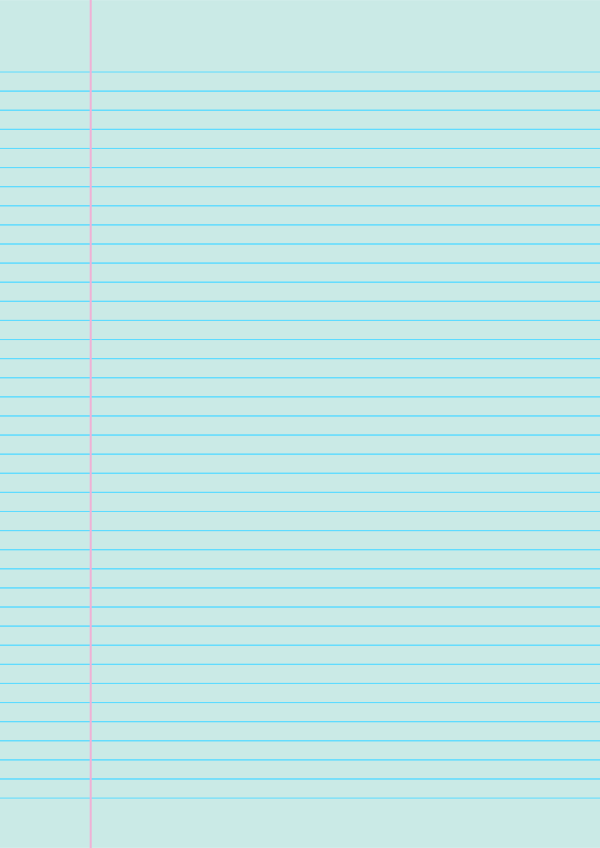 Blue-Green Narrow Ruled Notebook Paper: A4-sized paper (8.27 x 11.69)