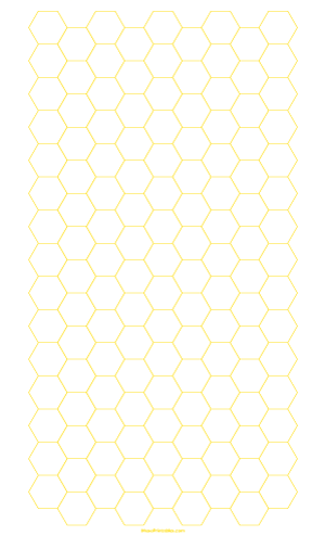 Half Inch Yellow Hexagon Graph Paper - Legal