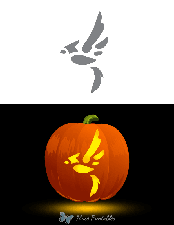 Abstract Flying Cardinal Pumpkin Stencil