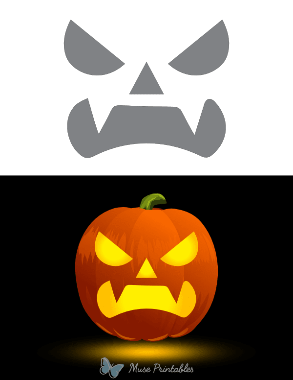 Angry Vampire Face Pumpkin Stencil