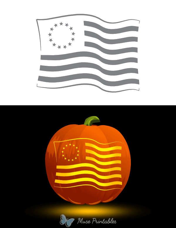 Betsy Ross Flag Pumpkin Stencil