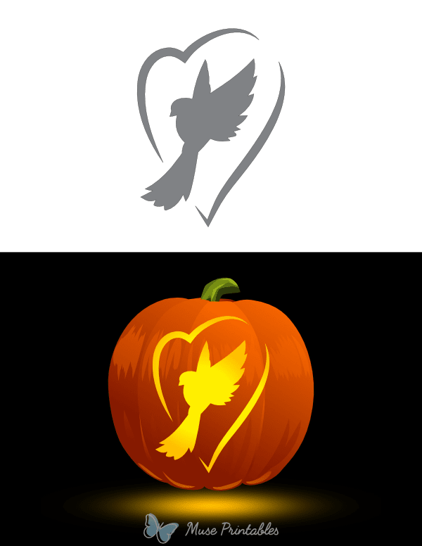 Bird and Heart Pumpkin Stencil