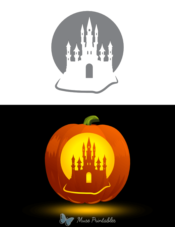 Castle and Full Moon Pumpkin Stencil
