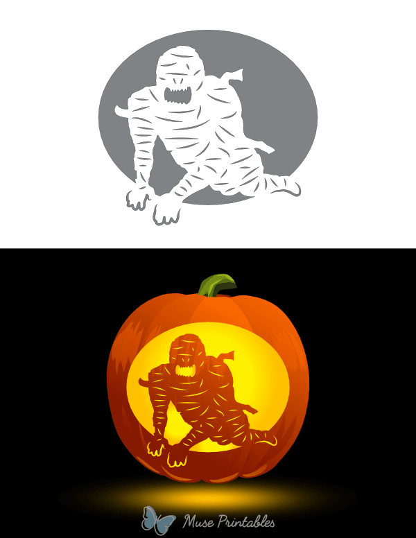 Crawling Mummy Pumpkin Stencil