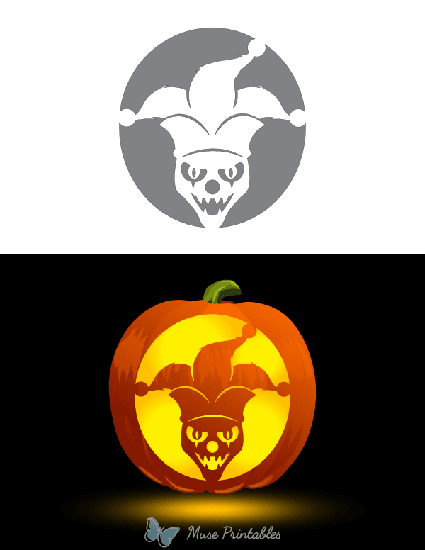 Creepy Jester Head Pumpkin Stencil