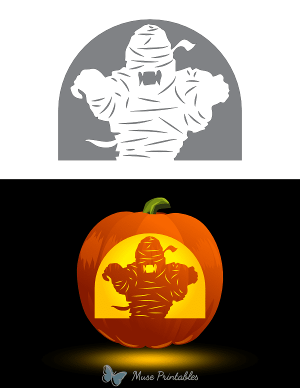 Creepy Mummy Pumpkin Stencil