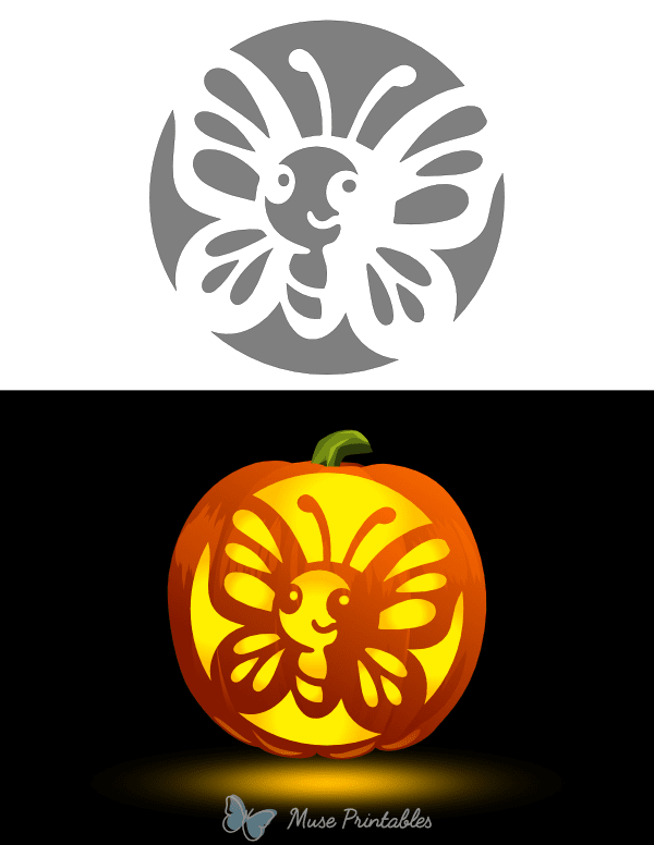 Cute Butterfly Pumpkin Stencil